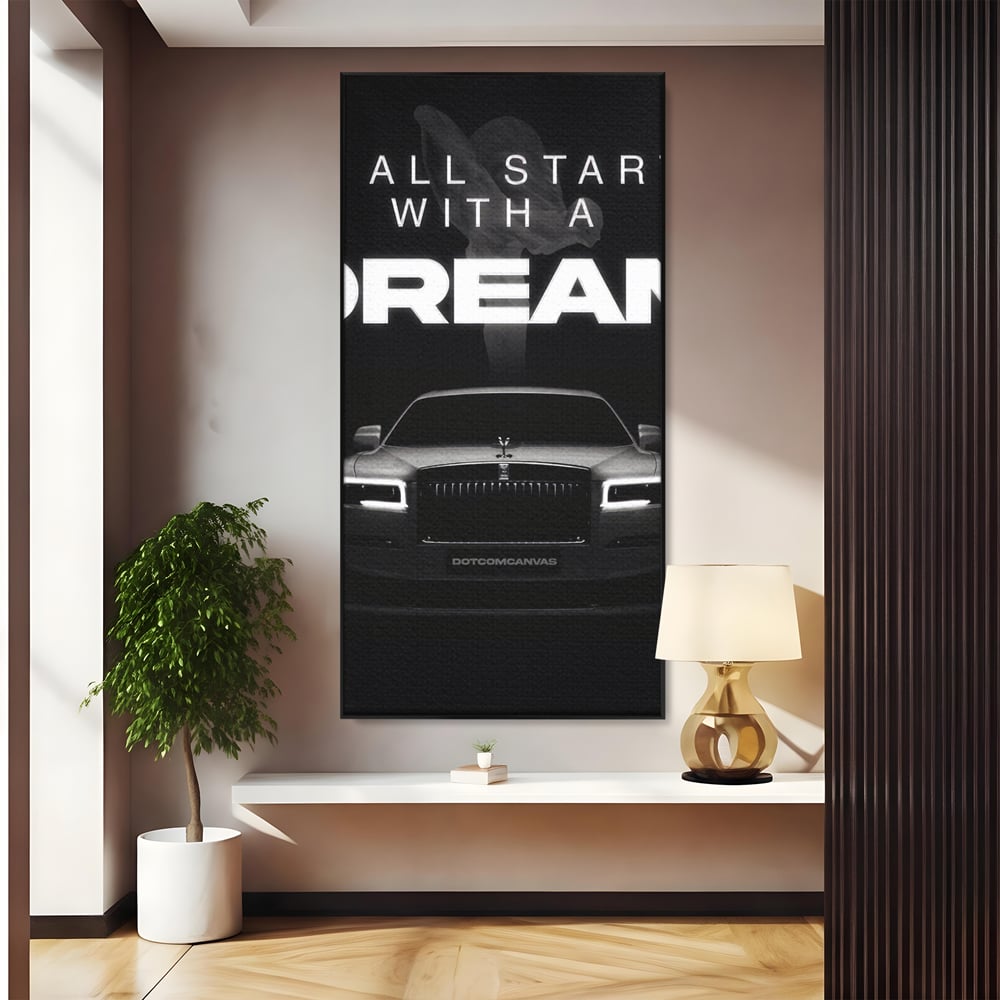 Tablou canvas cu tablou canvas cu masina rolls-royce, in rama de aluminiu negru